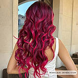 Перука колір чорний колорування у розовий з чубчиком шторкою – довжина 76 см термостійка натуральний вигляд, фото 6