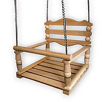 Гойдалка дитяча дерев'яна підвісна закрита зі спинкою 30х30х30 см.