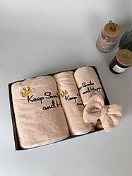Подарунковий набір рушників "Towel" з мікрофібри (персиковий)