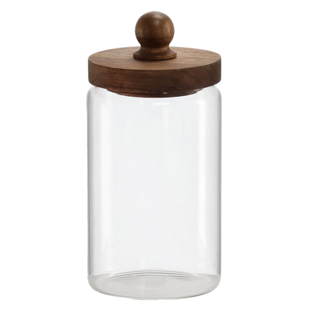 1-літрова скляна банка з дерев'яною кришкою, фото 1