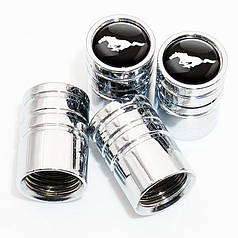 Ковпачки на ніпель для Ford Mustang Alitek Long Silver Мустанг, 4 шт.