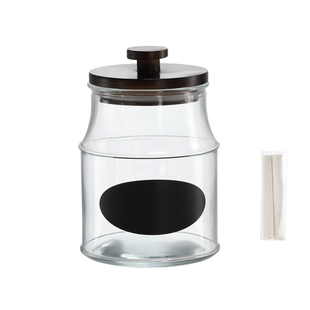 Банка 2,2 л з дерев'яною кришкою, етикеткою для письма та крейдою, фото 1