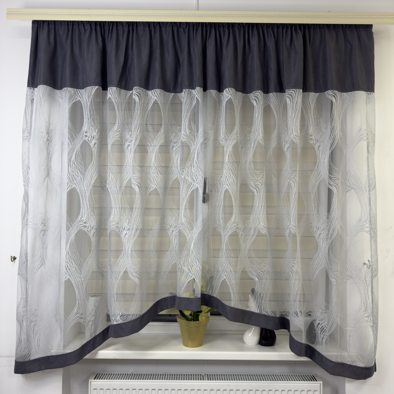 Тюль в дитячу, спальню на кухню №476 сірий