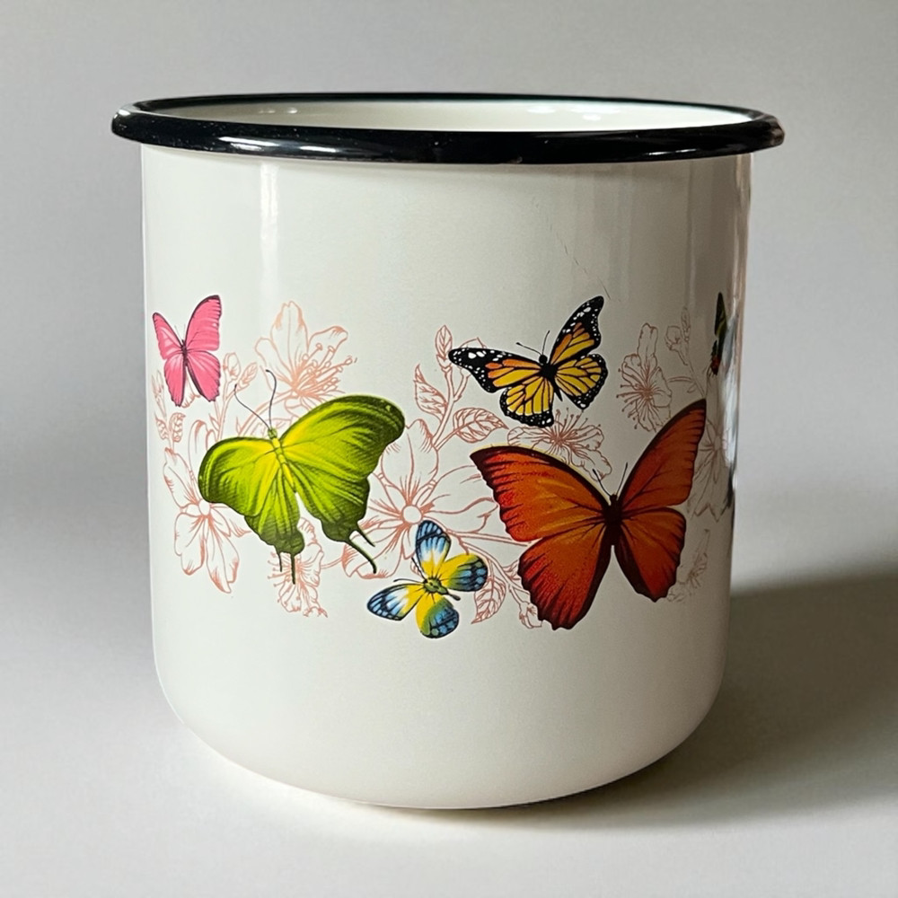 Кружка 1л емальована Метелик молочна Idilia 0107/2
