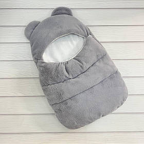 Спальник Ведмедик для немовлят, штучне хутро кролик, сірий
