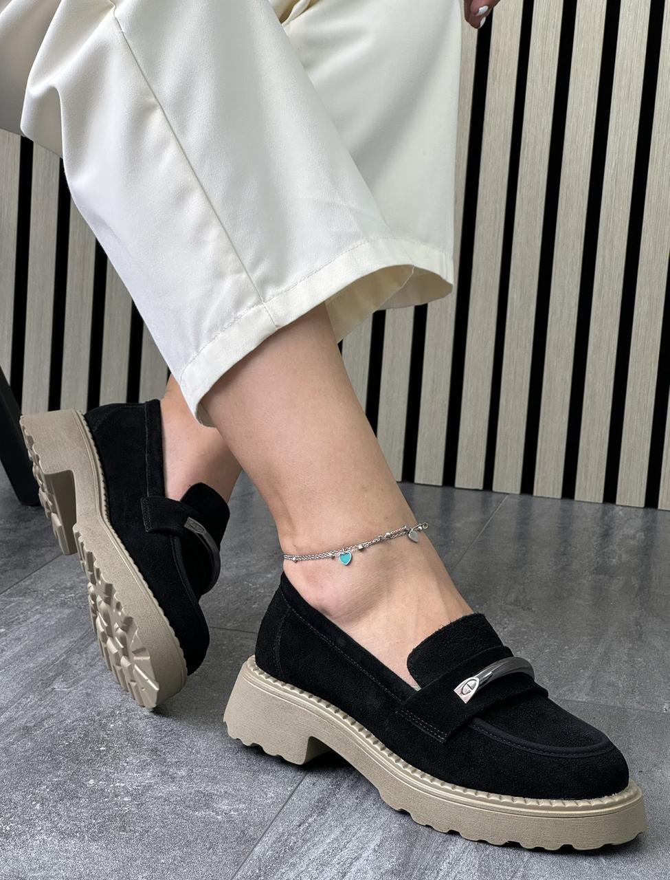 Туфлі лофери " ШКІРА " жіночі 6 пар у ящику чорного кольору 37-41, фото 1