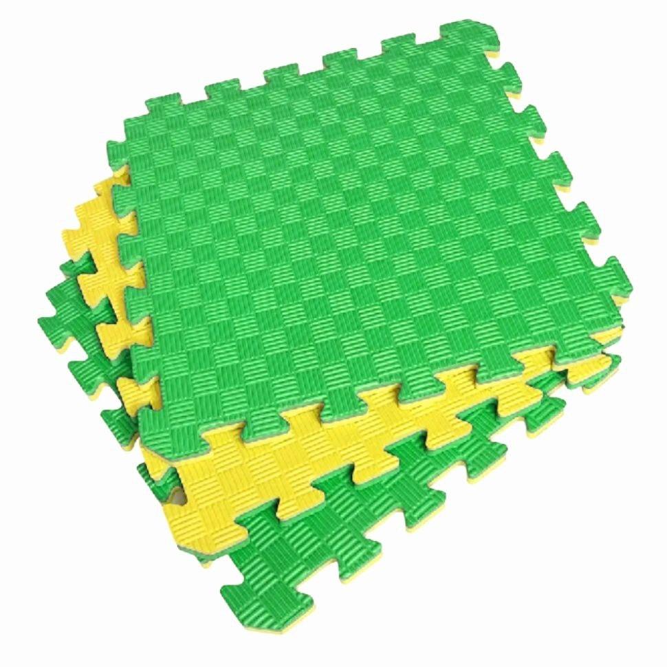 Татамі 50х50х2 см жовто-зелений (двошаровий килимок пазл) IZOLON EVA SPORT