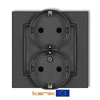 Розетка 2-я з/к Karlik MINI 11MGP-2sp Графітова зі шторками захисними