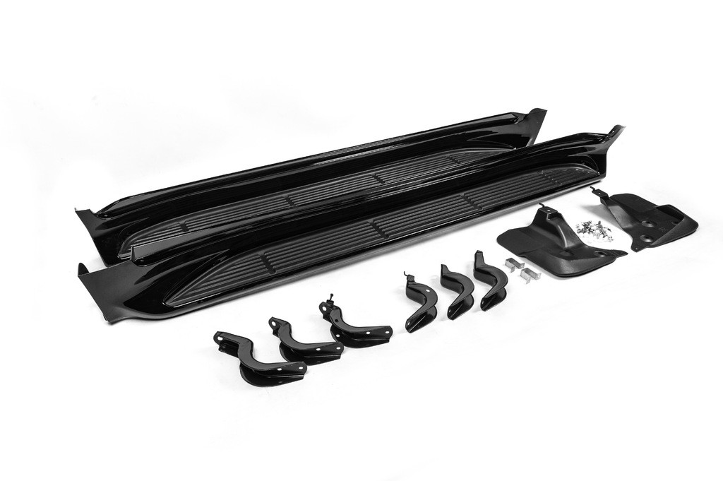 Бокові пороги (2015-2021) Чорний колір для Toyota Land Cruiser 200, фото 1