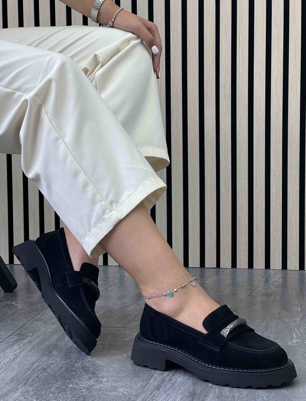 Туфлі лофери " ШКІРА " жіночі 6 пар у ящику чорного кольору 37-41, фото 1