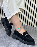 Туфлі лофери " ШКІРА " жіночі 6 пар у ящику чорного кольору 37-41, фото 4