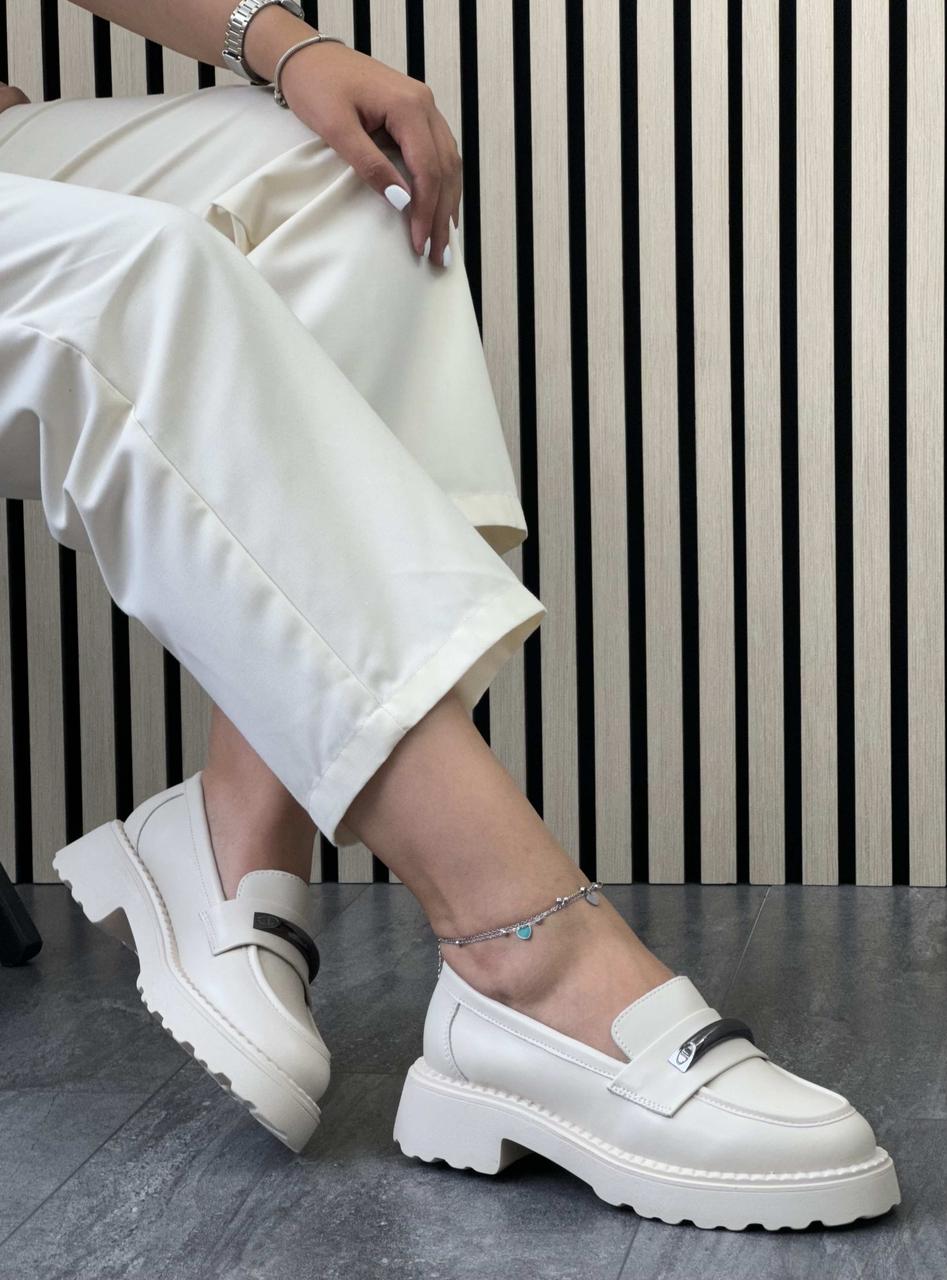 Туфлі лофери " ШКІРА " жіночі 6 пар у ящику бежевого кольору 37-41, фото 1