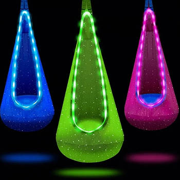 Підвісне крісло кокон з LED підсвічуванням, колір рандом / Крісло-гойдалка / Дитяче підвісне крісло-груша