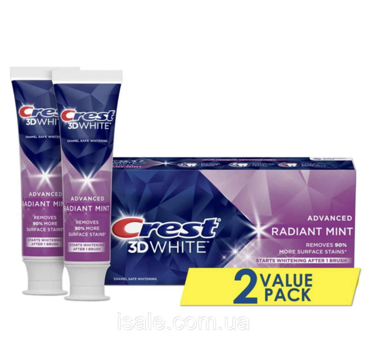 Комплект 2 шт.: Вибілювальна зубна паста Crest 3D White Advanced Radiant Mint (2 шт. по 93 грами), фото 1