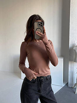 Базовий жіночий лонгслів з довгим рукавом з віскози S-M, M-L капучино