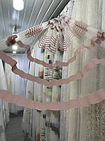 Якісний білий тюль з фатину з пудровими смужками на метраж, висота 2.8 м (ROWI-PUDRA+OGUOT), фото 2