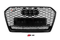 Передняя решетка радиатора S-Style черная с надписью Quattro (2014-2017) для Ауди A6 C7