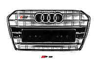 Передняя Черная Решетка с Хромированной Рамкой S-Style (2014-2017) для Ауди A6 C7