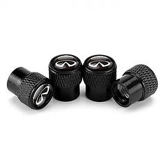 Ковпачки на ніпель із лого Infiniti Alitek Rif Metal Black Інфініті, 4 шт.