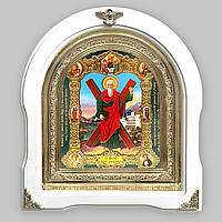 Ікона Андрій Першозваний святий апостол, лик 15х18 см, у білому дерев'яному кіоті, арка