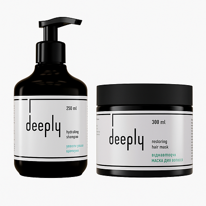 Набір для зволоження та відновлення волосся deeply (шампунь 250 мл + маска 300 мл)
