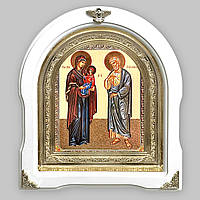 Ікона Анна та Іоаким святі, лик 15х18 см, у білому дерев'яному кіоті, арка