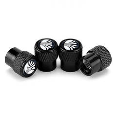 Ковпачки на ніпель із лого Daewoo Alitek Rif Metal Black Деу, 4 шт.