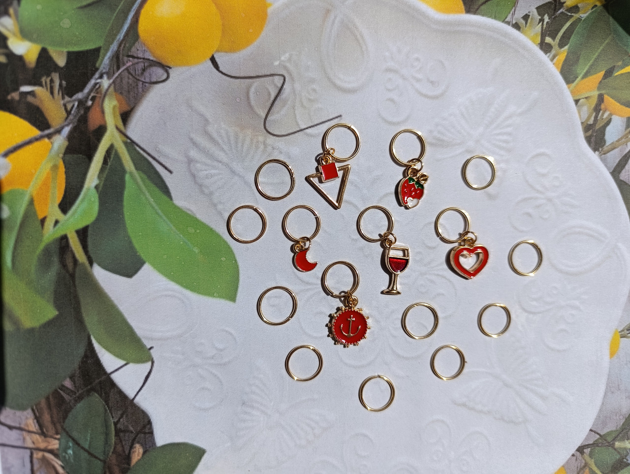 Набір прикрас для волосся 16шт №92: пірсинг для волосся з  підвісками, золотисті  підвіски з емалью., фото 1