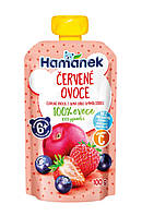 Пюре фруктовое Hamanek Яблоко, черника, клубника от 6 месяцев, пауч 100г. (Хаме)