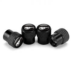 Ковпачки на ніпель із лого Ford Mustang Alitek Rif Metal Black Мустанг, 4 шт.