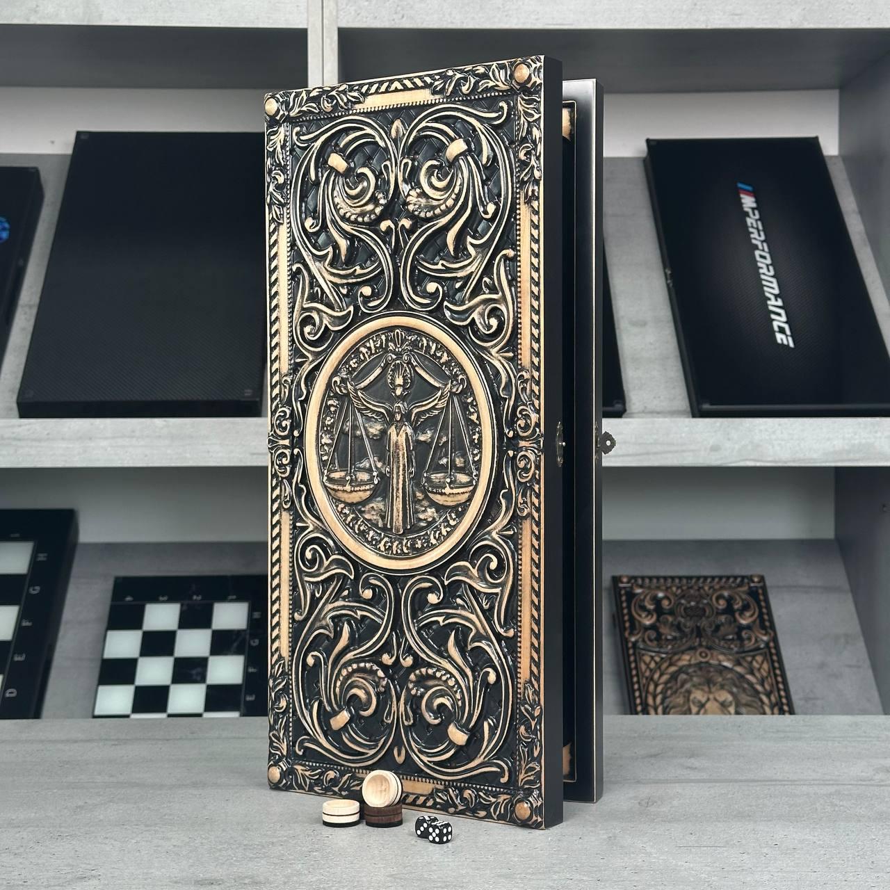 Нарди дерев'яні ручної роботи Терези 50×23 см подарункові, фото 1