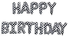 Гірлянда літери 038 КИТАЙ-КТ Happy Birthday - Гонки/Шахова клітинка (УП)