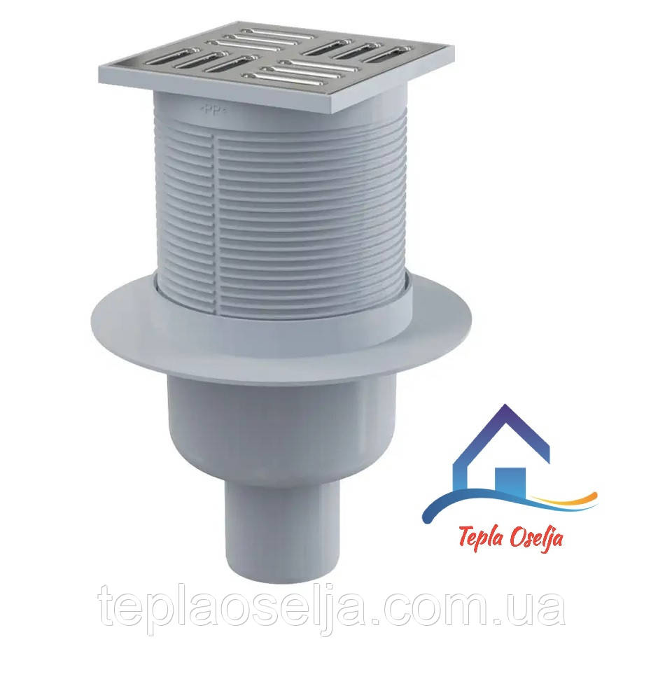 Трап AlcaPlast APV32 прямий з гідрозатвором SMART, 105х105/50, нержавіюча сталь, фото 1