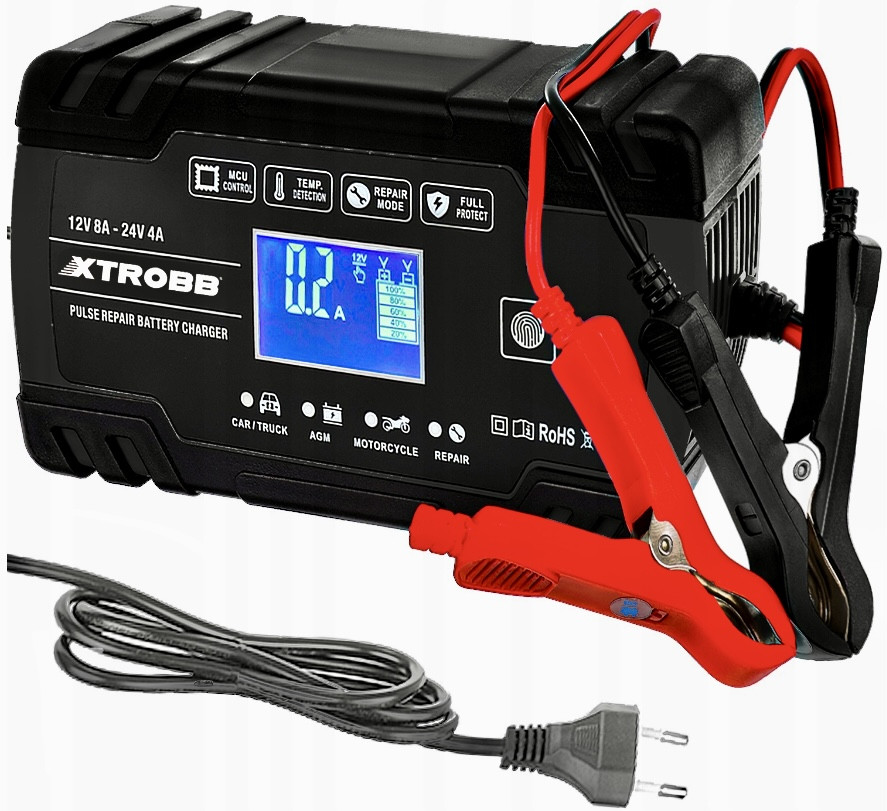 Зарядний пристрій для акумуляторів 12/24В XTrobb 130W Професійна портативна зарядка для АКБ, фото 1