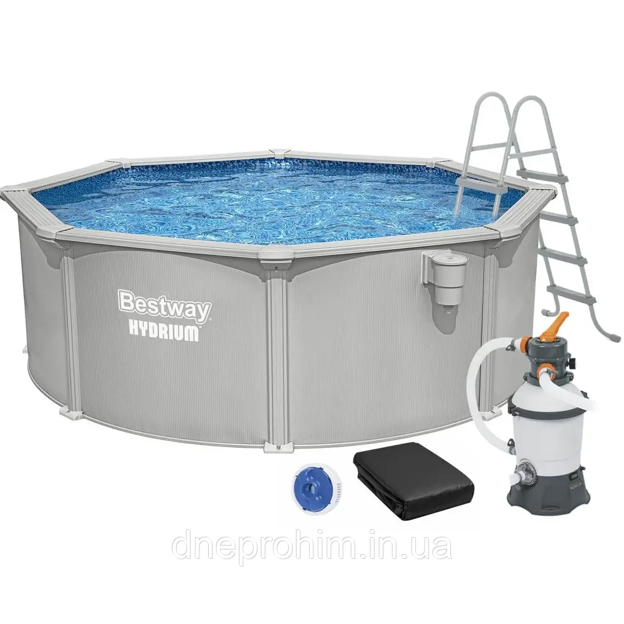 Збірний басейн Bestway Hydrium 56574 (360x122 см) з піщаним фільтром, драбиною та тентом, фото 1