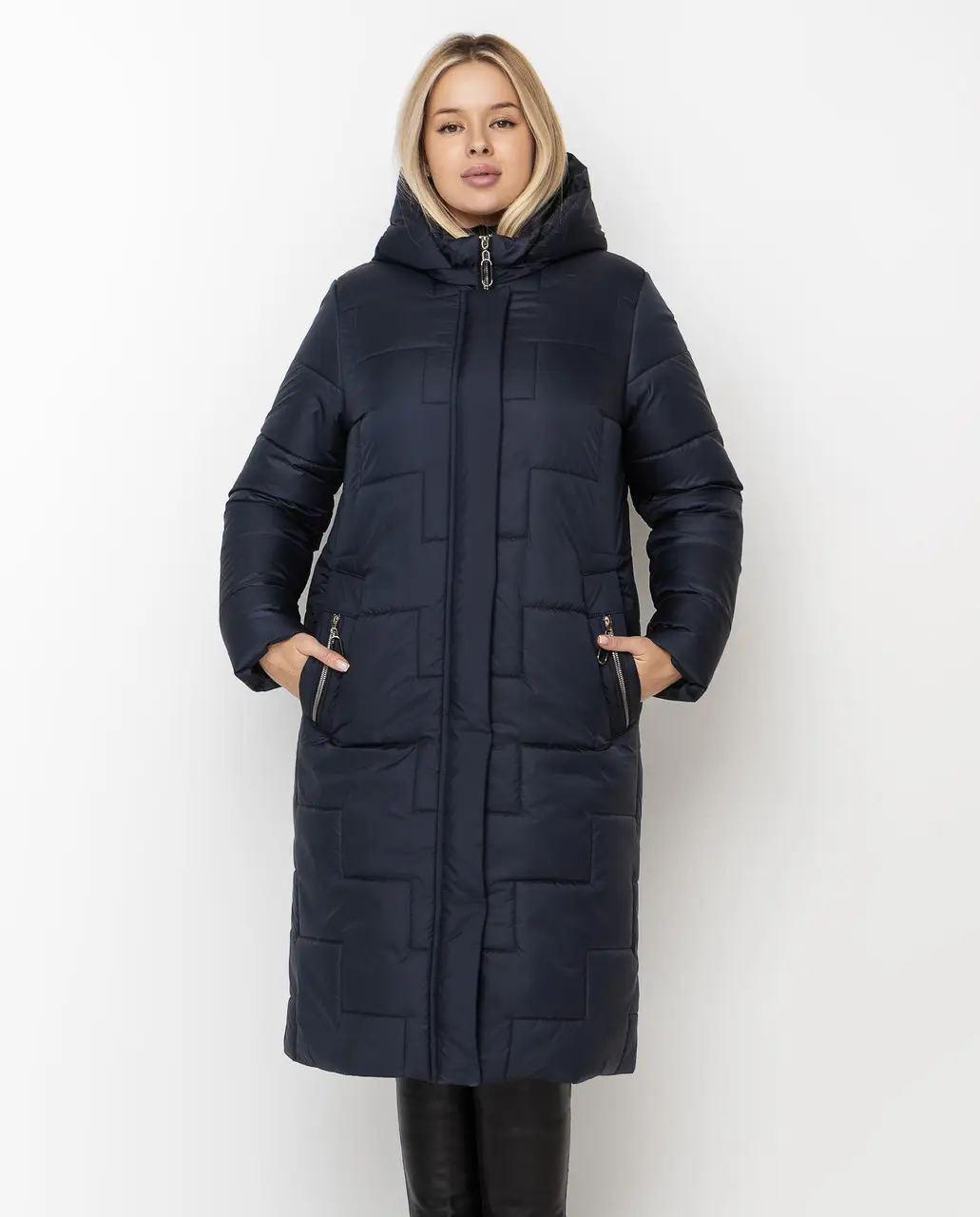 Жіночі куртки зимові великих розмірів 48-60 синій, фото 1