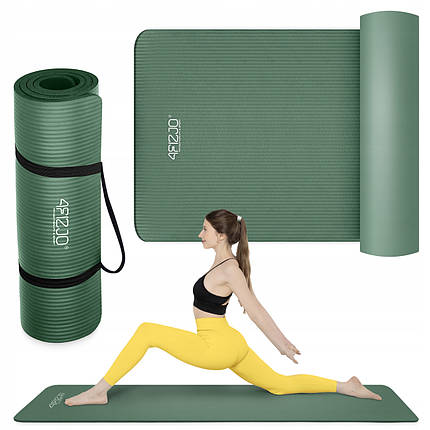 Килимок (мат) спортивний 4FIZJO NBR 180 x 60 x 1 см для йоги та фітнесу Navy Green (P-5905973406680), фото 1