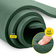 Килимок (мат) спортивний 4FIZJO NBR 180 x 60 x 1.5 см для йоги та фітнесу Navy Green (P-5905973406727), фото 4