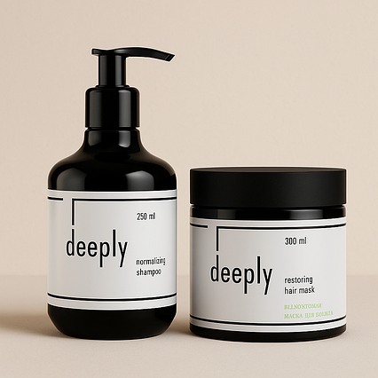 Набір для жирної шкіри голови та пошкодженого волосся deeply normalizing & restoring (шампунь+ маска)