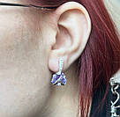 Срібні сережки з бузковими кристалами "Лілова Мрія", фото 4