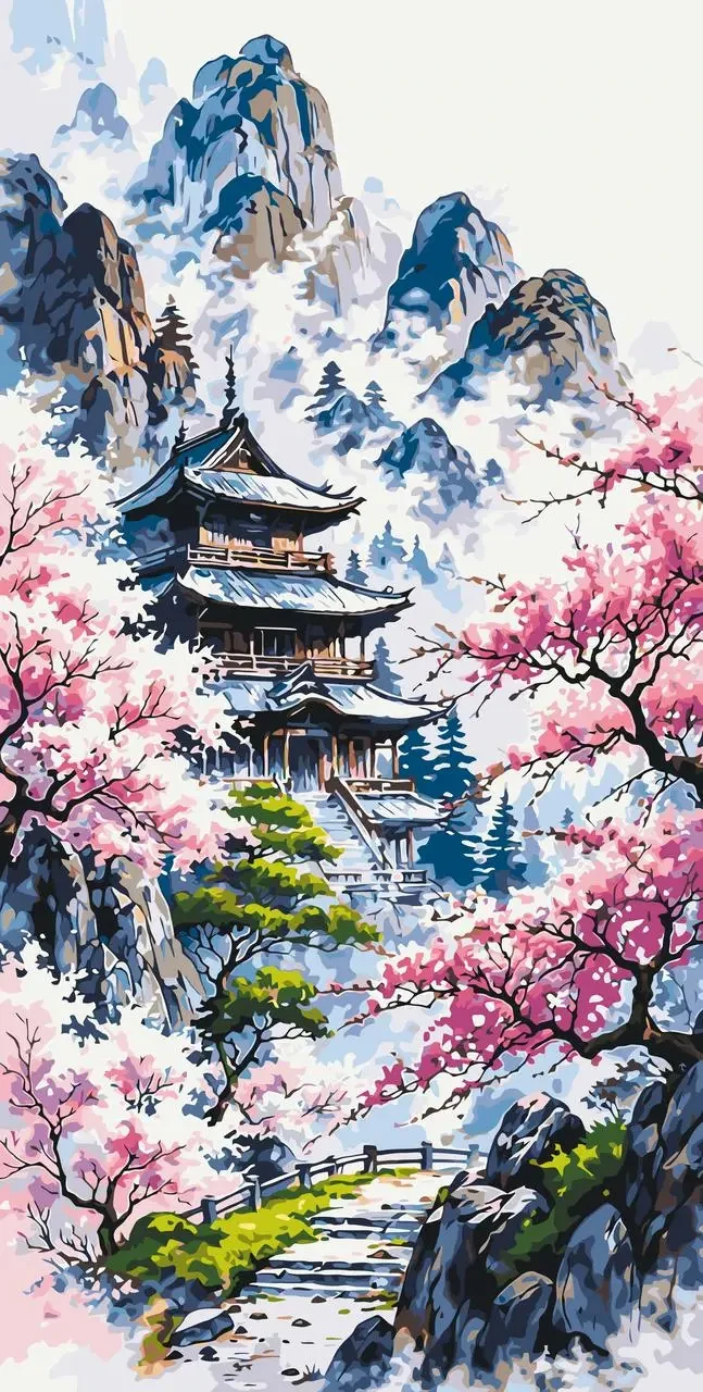 Картина за номерами 40х80 см. Пейзаж. Гармонія Сходу Орігамі LW5138, фото 1