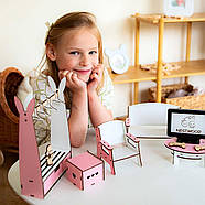 "Фантазія" ляльковий будиночок NestWood для Барбі, м'ятний + вітальня, фото 8