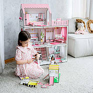 "ЛЮКС ЛАЙТ" ляльковий будиночок NestWood для Барбі, рожевий + вітальня, фото 9