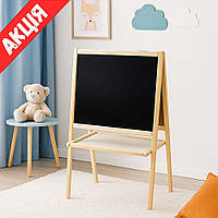 Мольберт дитячий дерев'яний двосторонній Магнітний Дошка для малювання крейдою та маркером 49х40 см
