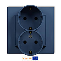 Розетка 2-я з/к Karlik MINI 64MGP-2sp navy blue зі шторками захисними