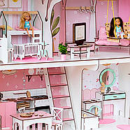 "ЛЮКС" ляльковий будиночок NestWood для Барбі, рожевий + вітальня, фото 9