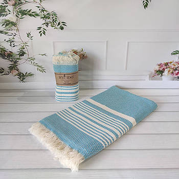 Пляжно-банний рушник Пештемаль 100х180см блакитний