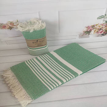 Пляжно-банний рушник Пештемаль 100х180см зелений