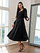 Вишукане стримане класичне вечірнє плаття-міді з довгим рукавом, чорне, фото 2