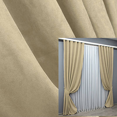 Комплект штор (2шт. 1,5х2,95м.) мікровелюр, колекція "Petek YL". Колір кремовий. 1801ш 33-0775